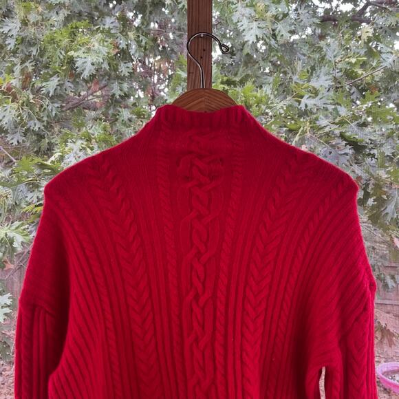Lauren Ralph Lauren Women's Red Cable Knit Mock Neck Sweater Size L - Picture 4 of 8